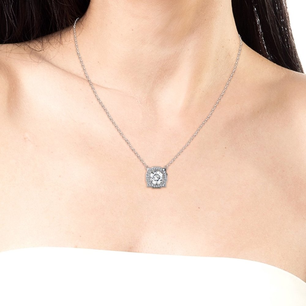 Certified 1ct. t.w. Halo Diamond Elegant Necklace - Picture 7 of 16